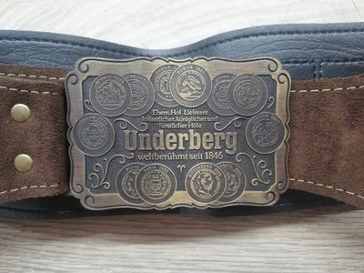 VTG RARE UNDERBERG LEATHER SUEDE GUN BELT BUCKLE BEER BITTER