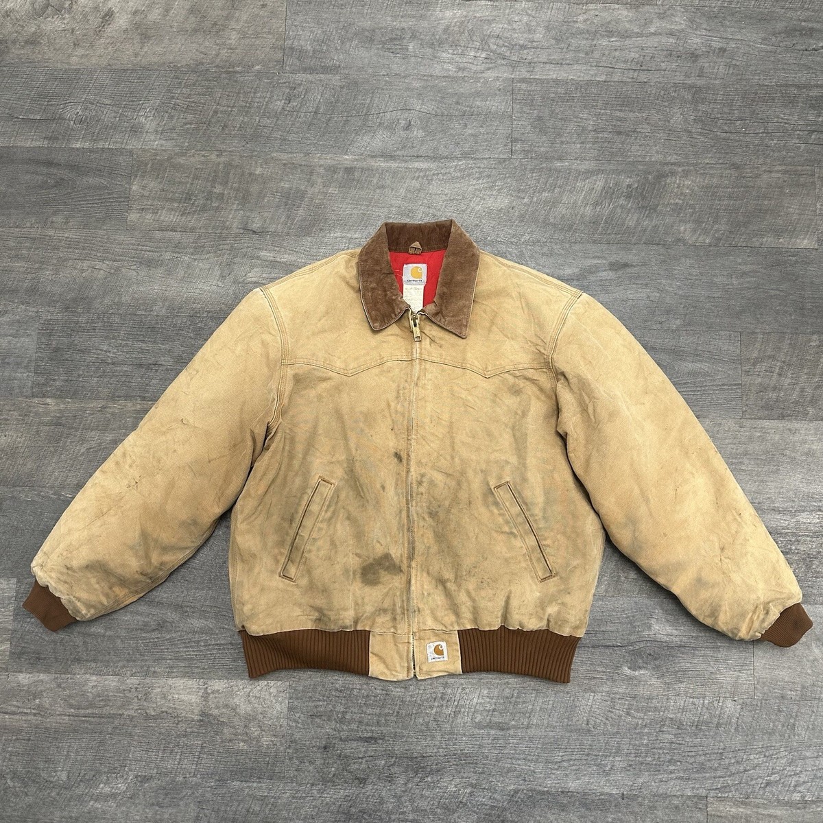 Vintage Carhartt SANTA FE Jacket Mens XL Duck Quilt Lined J13 BRN