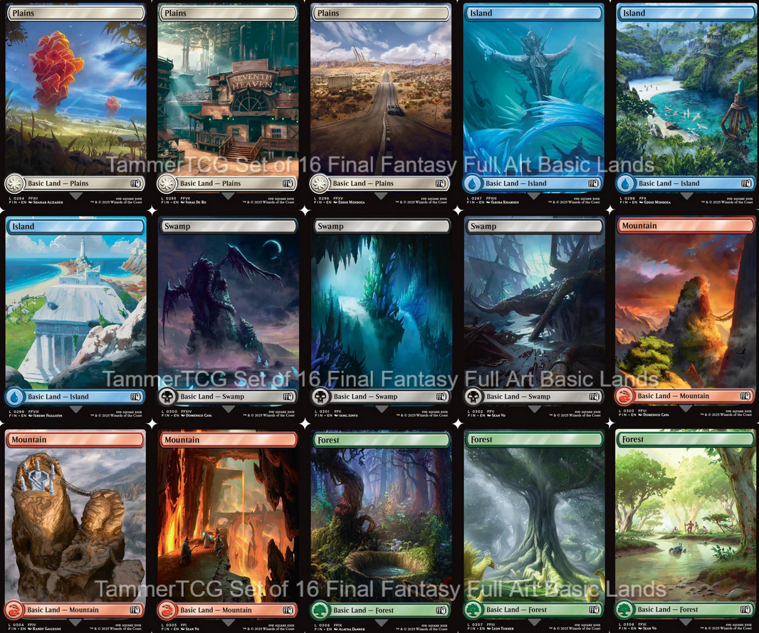 16x Final Fantasy Landmark Full Art Land Set Magic the Gathering