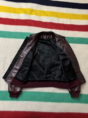 Vintage 60s 70s Oxblood Unbranded Talon Zipper Cafe Racer Leather