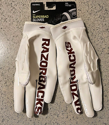 Nike Superbad Arkansas Razorbacks NCAA Football Gloves Mens Sz XXL