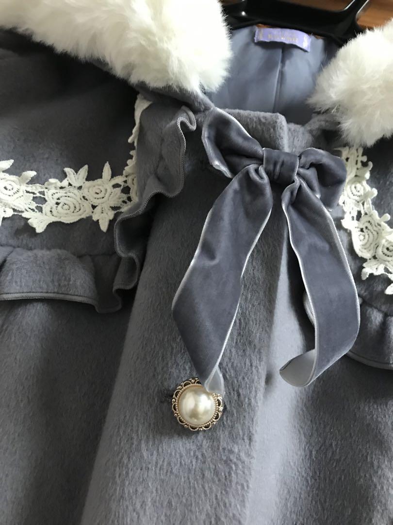 axes femme kawaii rose ruffle cape coat light blue | eBay