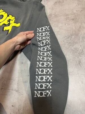NOFX 90s Vintage Monster Tour Hoodie Gray Punk Music Rare Size XL