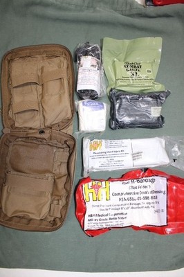 USMC US Military Coyote MOLLE IFAK First Aid Kit Supplies Quik