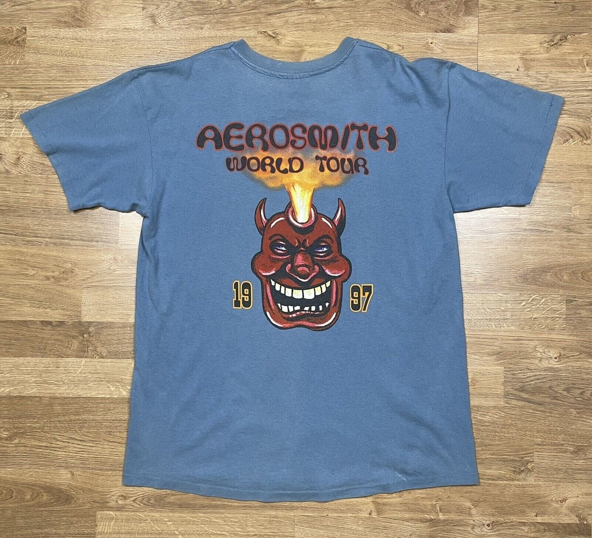 Vintage Aerosmith Nine Lives World Tour T Shirt Tee 1997 Band USA