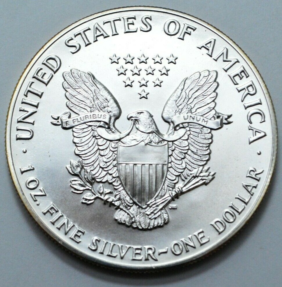 1990 American Silver Eagle $1 Dollar Nat.Toning 1 Oz .999 Fine
