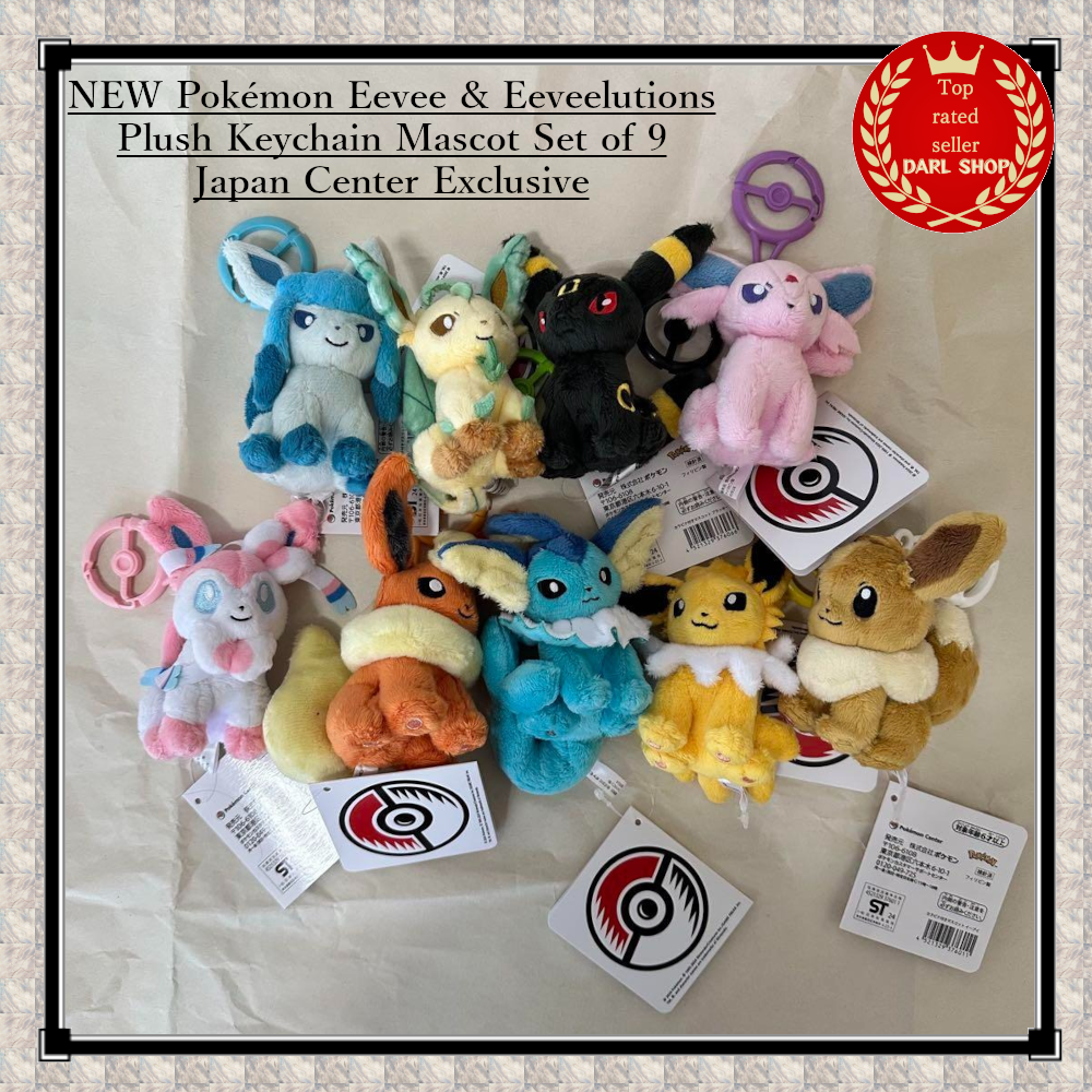 NEW Pokémon Eevee & Eeveelutions Plush Keychain Mascot Set of 9