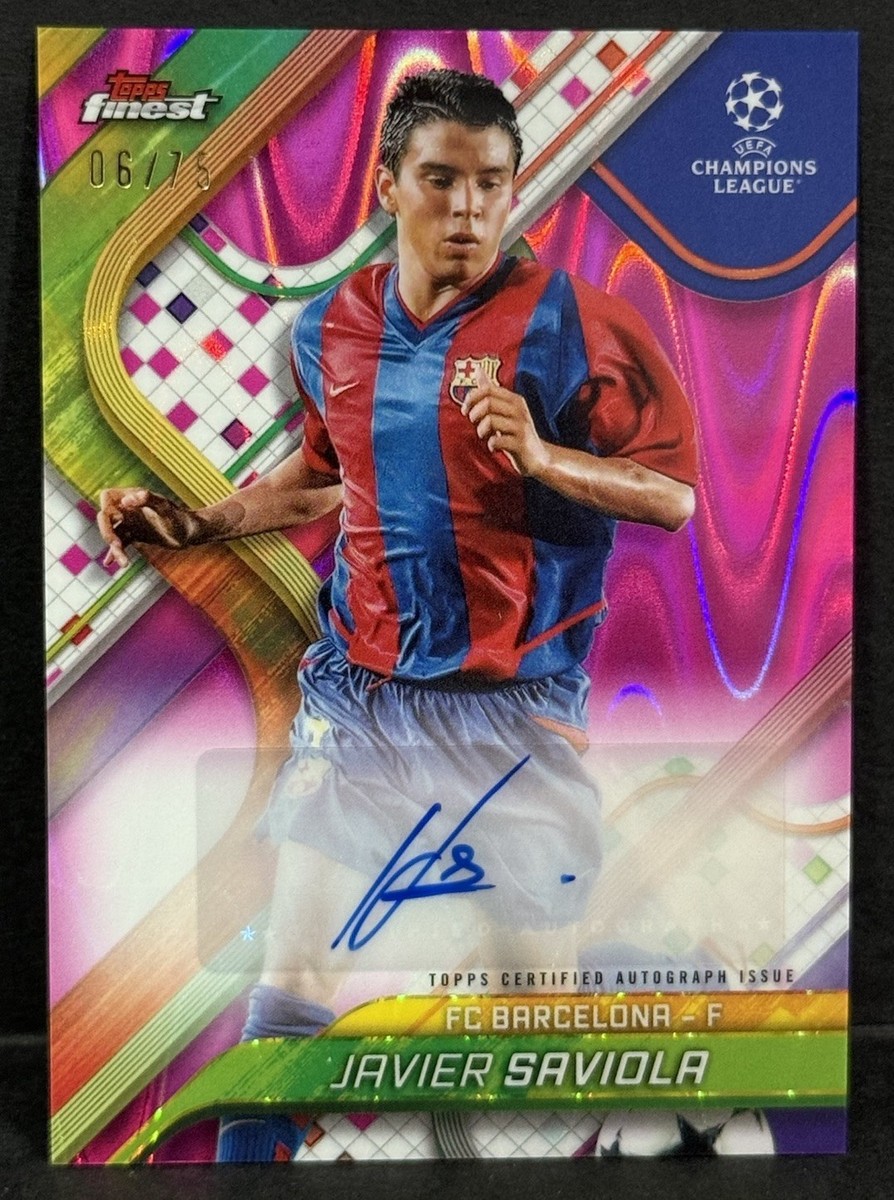 2024-25 Topps Finest UCC Barcelona Javier Saviola Auto Magenta