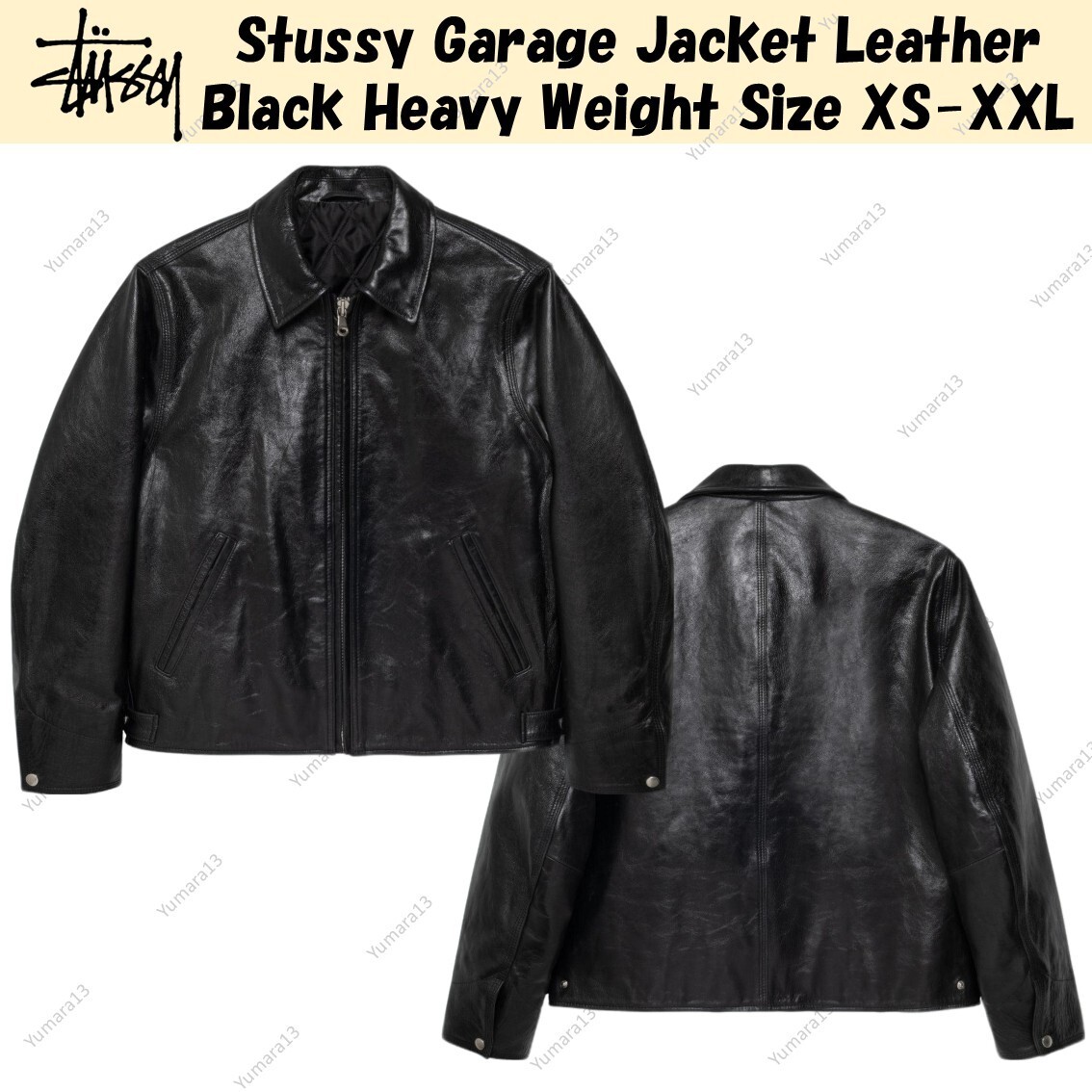 Stussy Garage Jacket Leather Black Heavy Weight Size XS-XXL | eBay