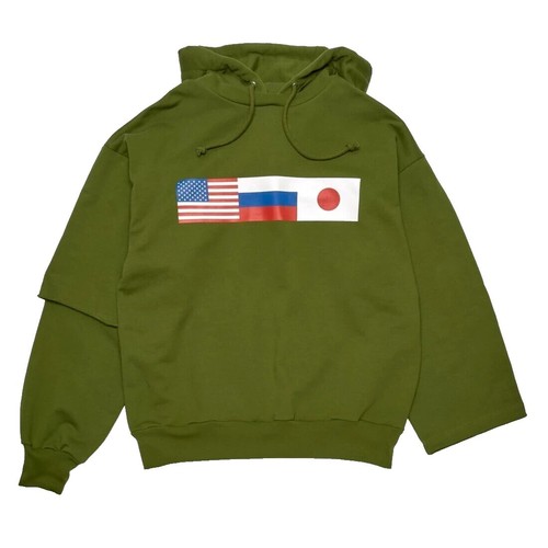 Gosha Rubchinskiy Asymmetric Double Sleeve Flag Hoodie L | eBay