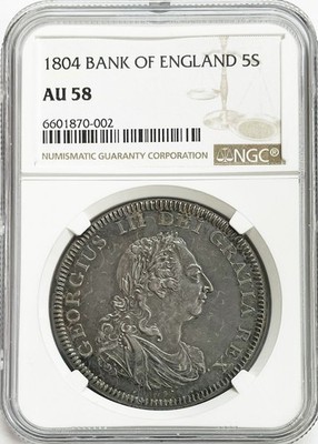 1804 SILVER BANK OF ENGLAND 5 SHILLINGS KING GEORGE III COIN NGC