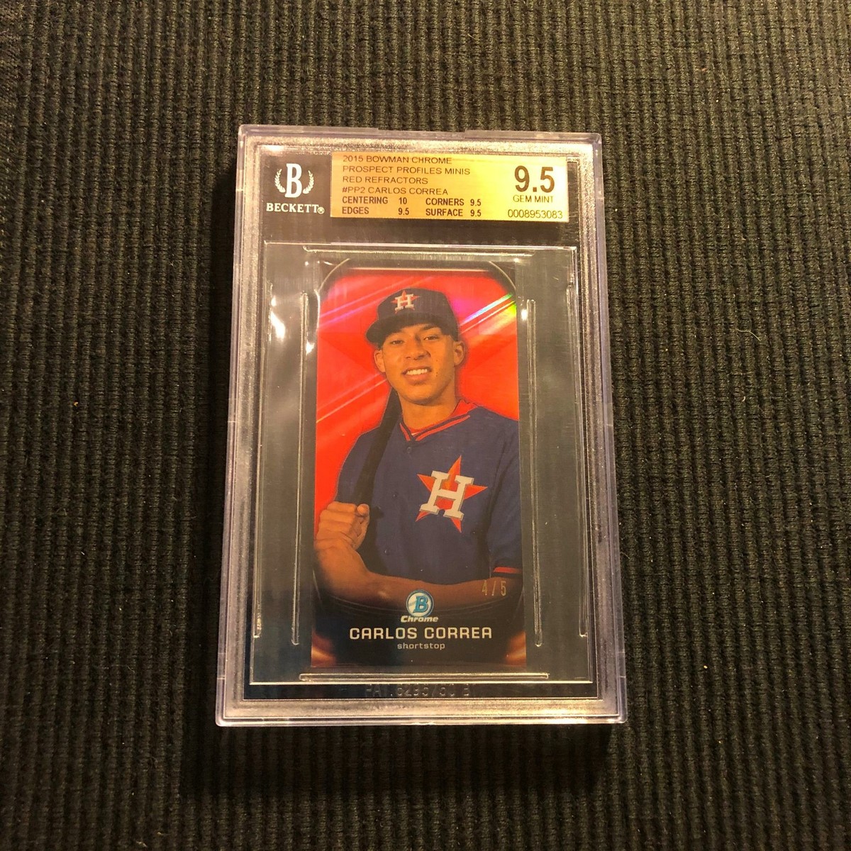 2015 BOWMAN CHROME MINI #PP2 CARLOS CORREA *RED REFRACTOR #4/5 BGS