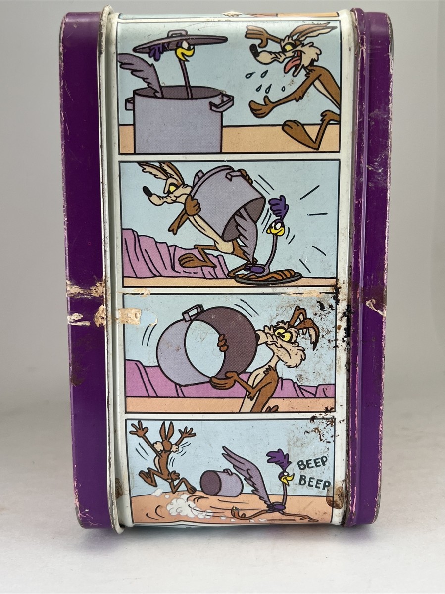 1973 Vintage Metal ROAD RUNNER COYOTE Thermos Brand Lunchbox w