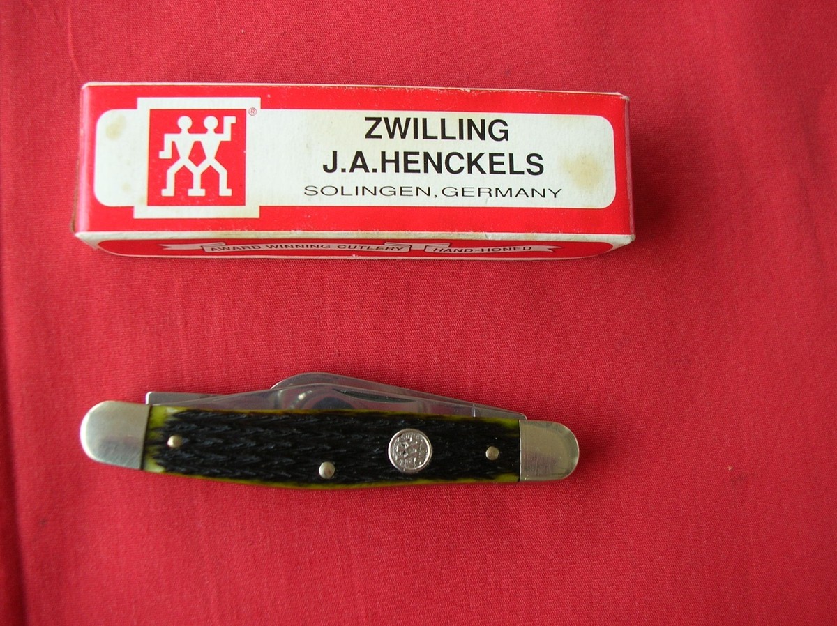 J.A. HENCKELS HK-3 GP 3 BLADE STOCKMAN GREEN JIGGED BONE HANDLES 2