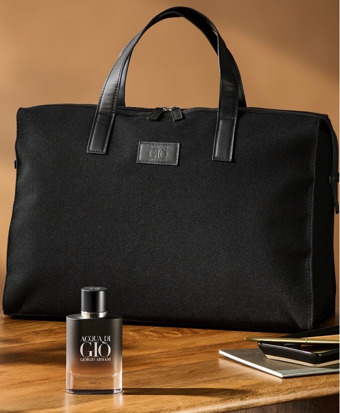 NWT {Giorgio Armani} Parfums Code Duffle Black Hand Bag Gym