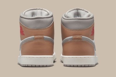 Nike Air Jordan 1 Mid Shoes Hemp Rattan White Grey Red DQ8426-200