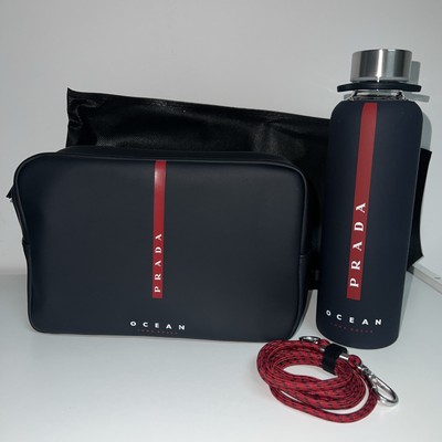PRADA Luna Rossa Dark Blue Man Toiletry Bag With Dust Bag& Water