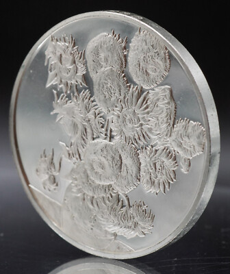 1974 Franklin Mint Vincent Van Gogh Sunflowers 2oz Sterling Silver