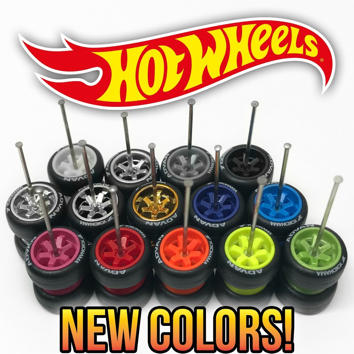 1/64 Scale TE37 Volk Rays 6 spoke Real Rider Wheels Rims Tires Set