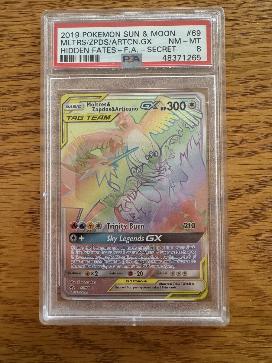 PSA 8 MOLTRES ZAPDOS ARTICUNO GX 69/68 Hidden Fates Secret Rare