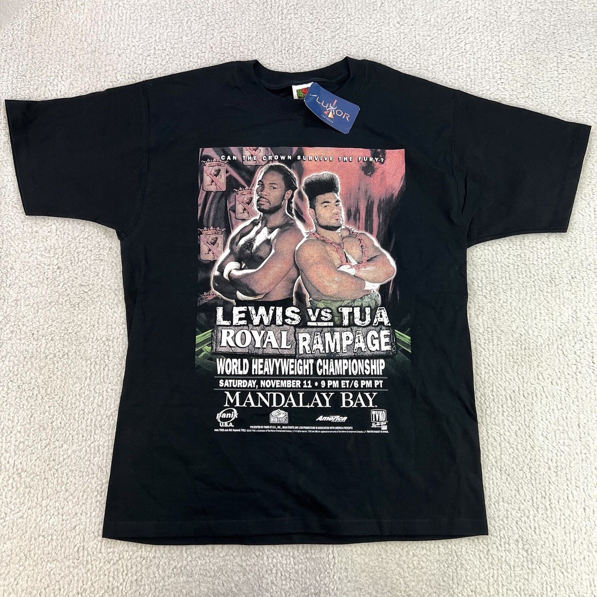 Vtg Lennox Lewis Vs David Tua Royal Rampage Boxing Promo T-Shirt