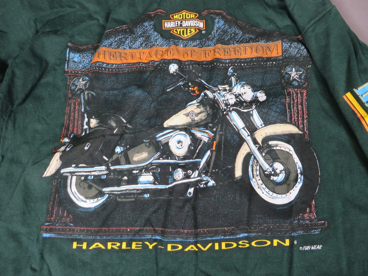 Vintage 90s Harley Davidson Fun-Wear Heritage Softail Motorcycle T