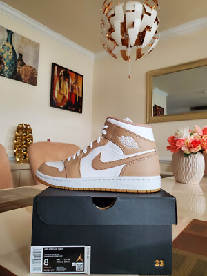 Nike Air Jordan 1 Mid Tan Gum Mocha Cream High Low 554724-271 Men