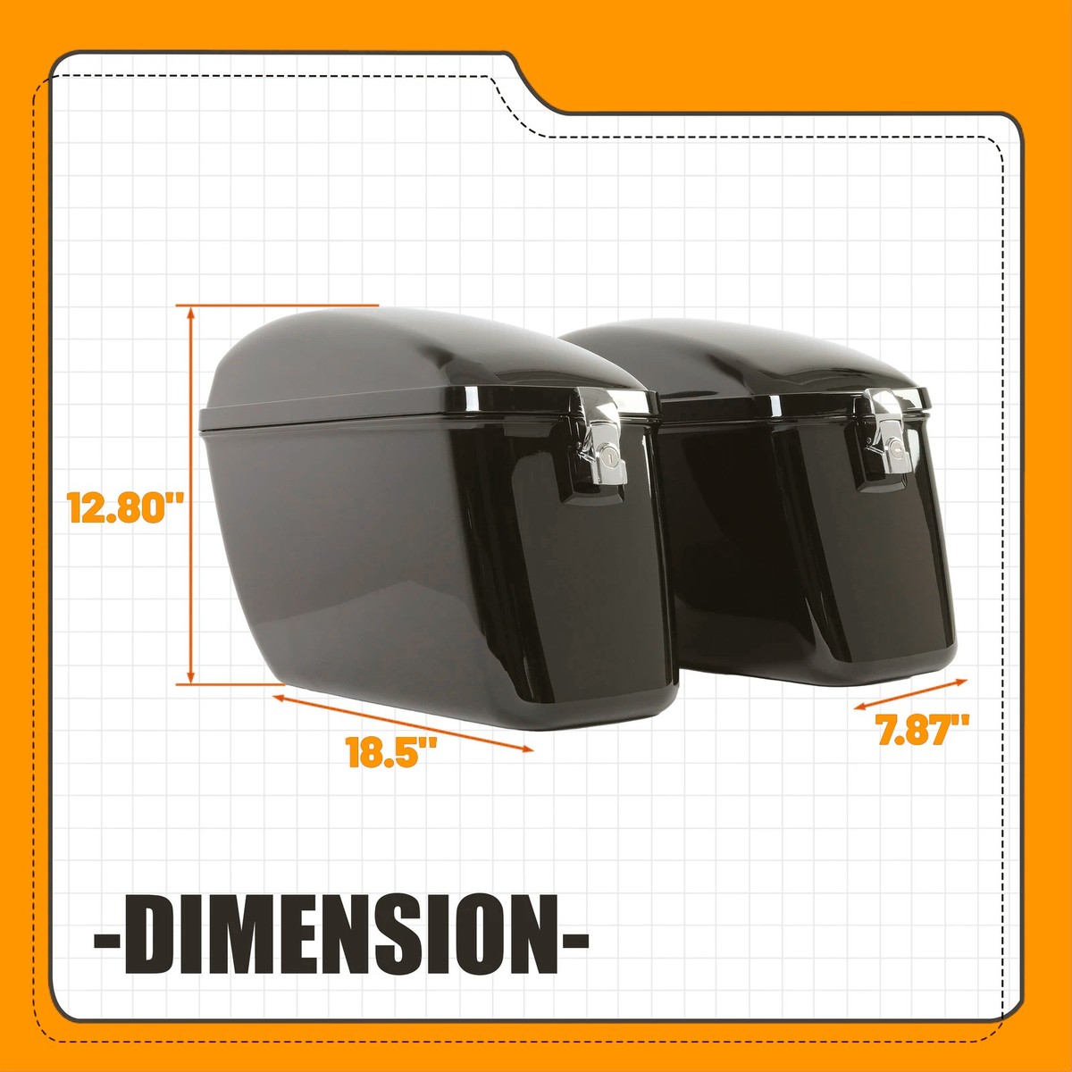 Black Large Hard Saddlebags Saddle Bag for Motorcycle Kawasaki