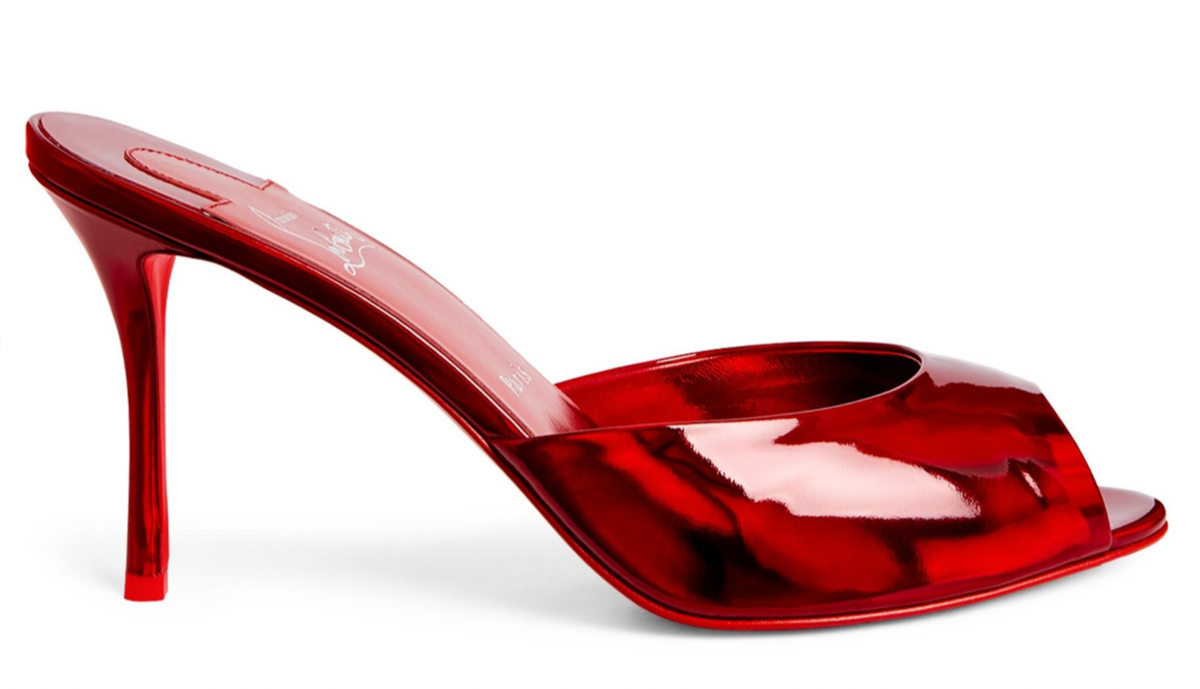 Christian Louboutin Me Dolly 85 Red Patent Backless Sandal Mule