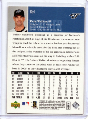 2006 Upper Deck Gold /299 #854 Pete Walker Blue Jays SP | eBay