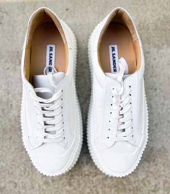 Killer NEW $690 JIL SANDER White Leather Platform Sneakers 39 | eBay