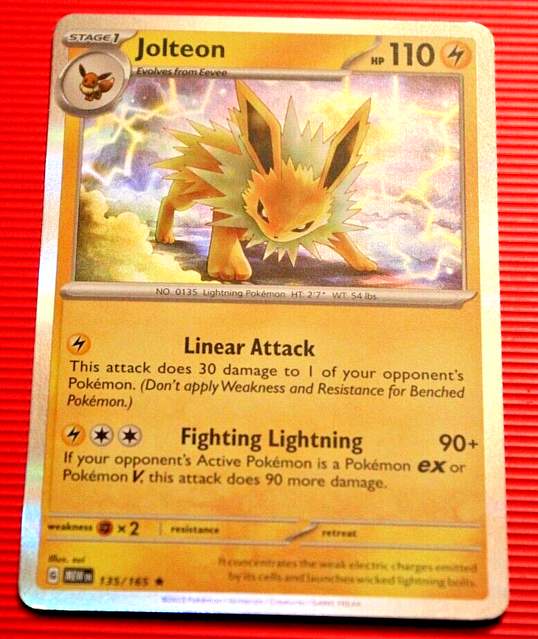 Jolteon HP 110 2023 Collectible Holo Pokemon Card No. 135/165 | eBay