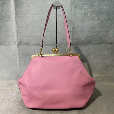 COACH Large Kisslock Frame Bag Leather Pink 25ss | eBay