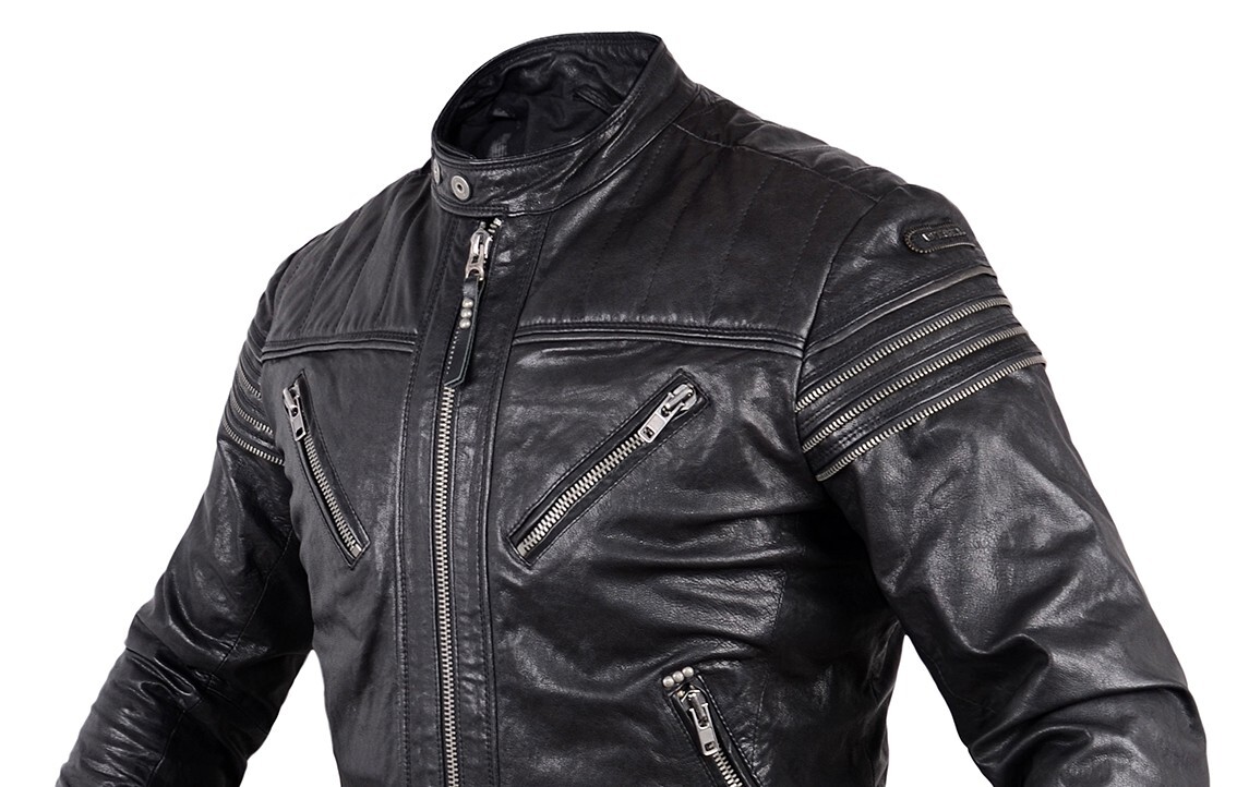 Diesel LEATHER JACKET Black mens coat L biker Zippers Unique