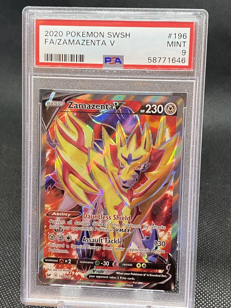 Zamazenta V Full Art PSA 9 196/202 Sword Shield Base Pokémon Card