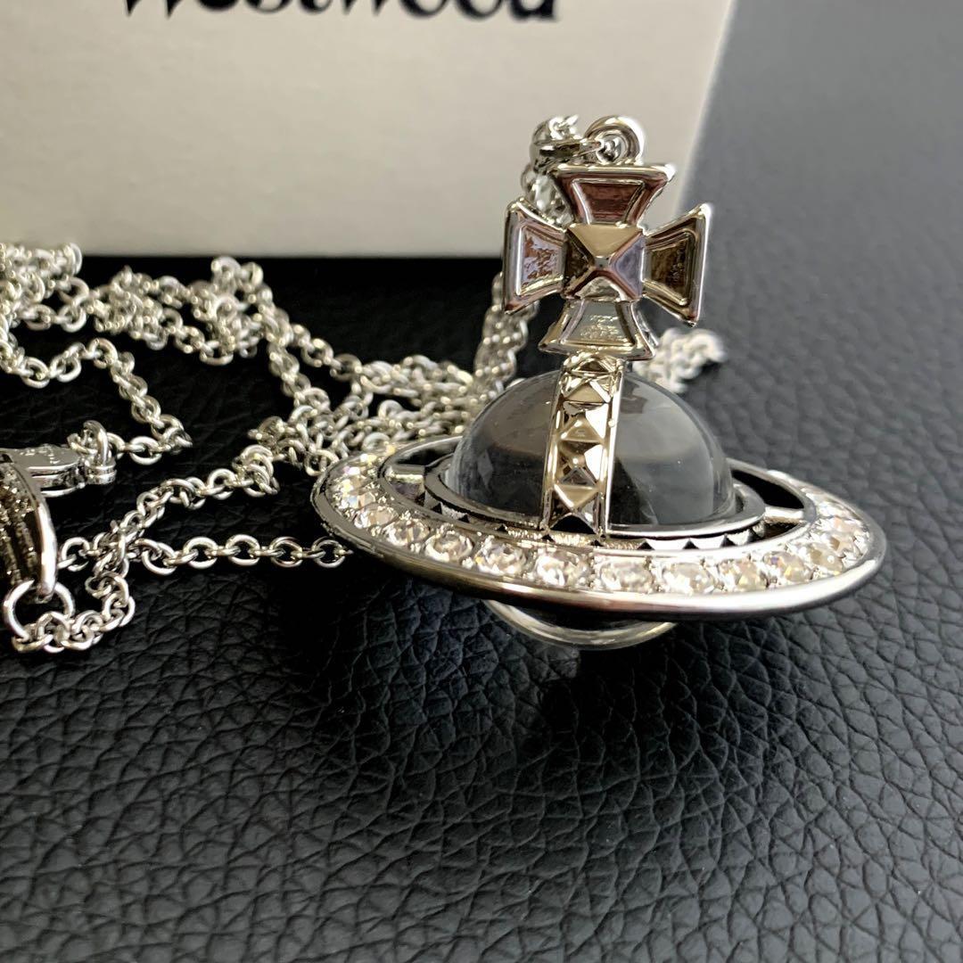 Vivienne Westwood Necklace Small Orb Silver Chain 80cm Top 4.5cm