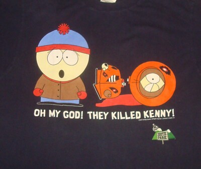 VTG 1997 SOUTH PARK OH MY GOD THEY KILLED KENNY T SHIRT XL BLUE TV