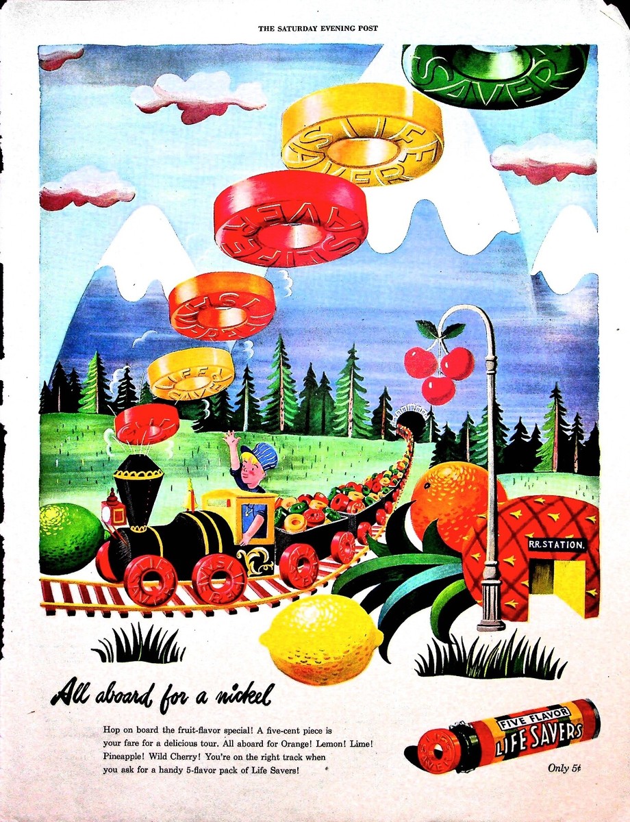 Original 1950s, Life Savers Candy Vintage Print – All aboard for a