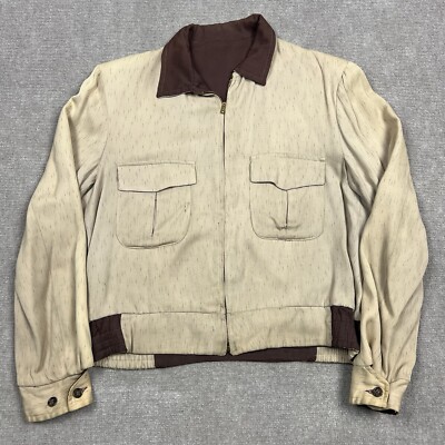 Vintage 50s Atomic Fleck Gabardine Ricky Jacket Reversible Men