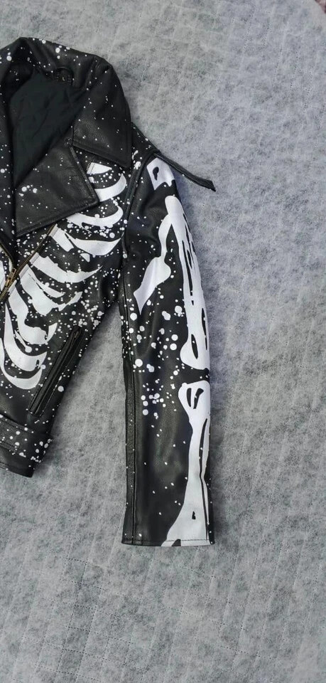 Killstar Morgue Gimme Bones Women's Biker Jacket - Skeleton Print