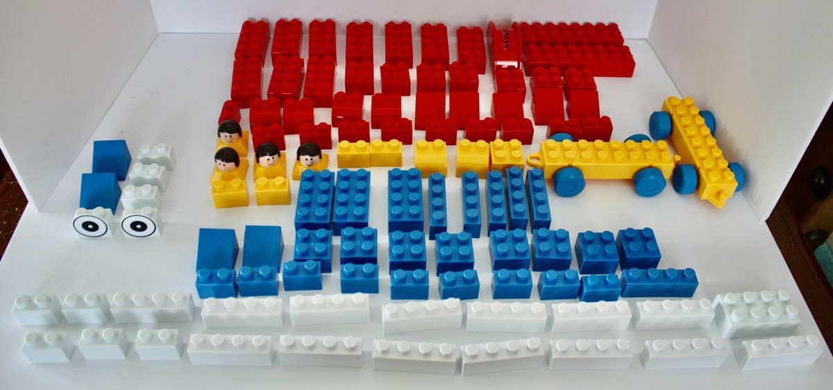 Vintage 80's Giant Loc Blocs Pre-School 100 Piece Set Bucket Extra