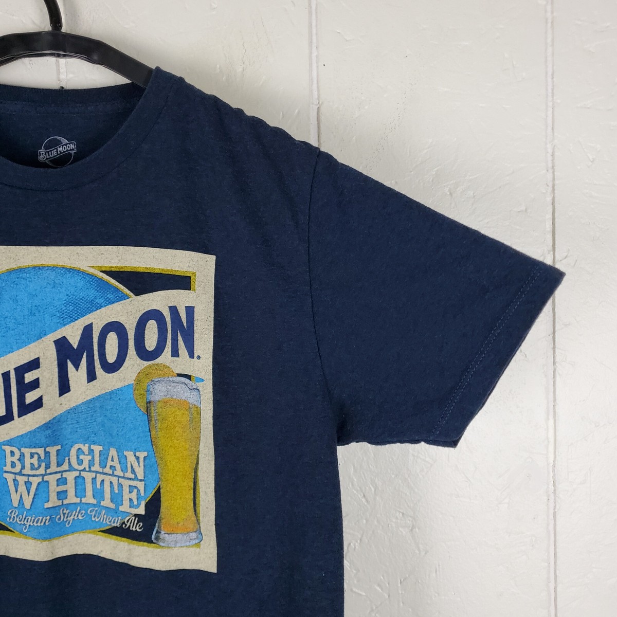 Blue Moon Shirt Mens Medium Blue Graphic Crew Neck Short Sleeve