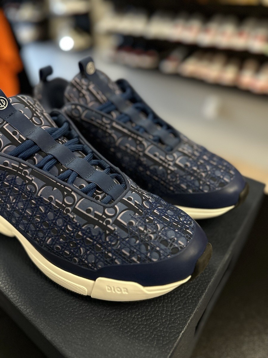 Dior Homme Cannage Motif Men's B24 Blue Pink Logo Athletic Shoes