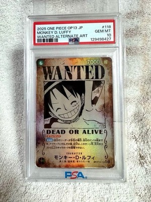 Monkey D. Luffy SP SEC PSA10 One Piece Card Game Op13-118 Used | eBay