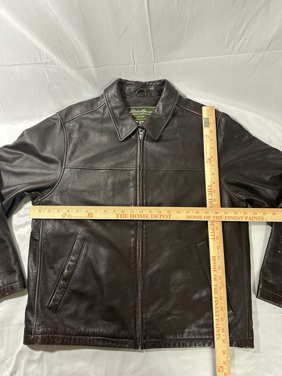 Vintage Eddie Bauer Leather Jacket Mens Large Full Zip Excellent