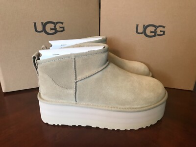 UGG Women Classic Ultra Mini Platform Boots Mustard Seed Color NWB