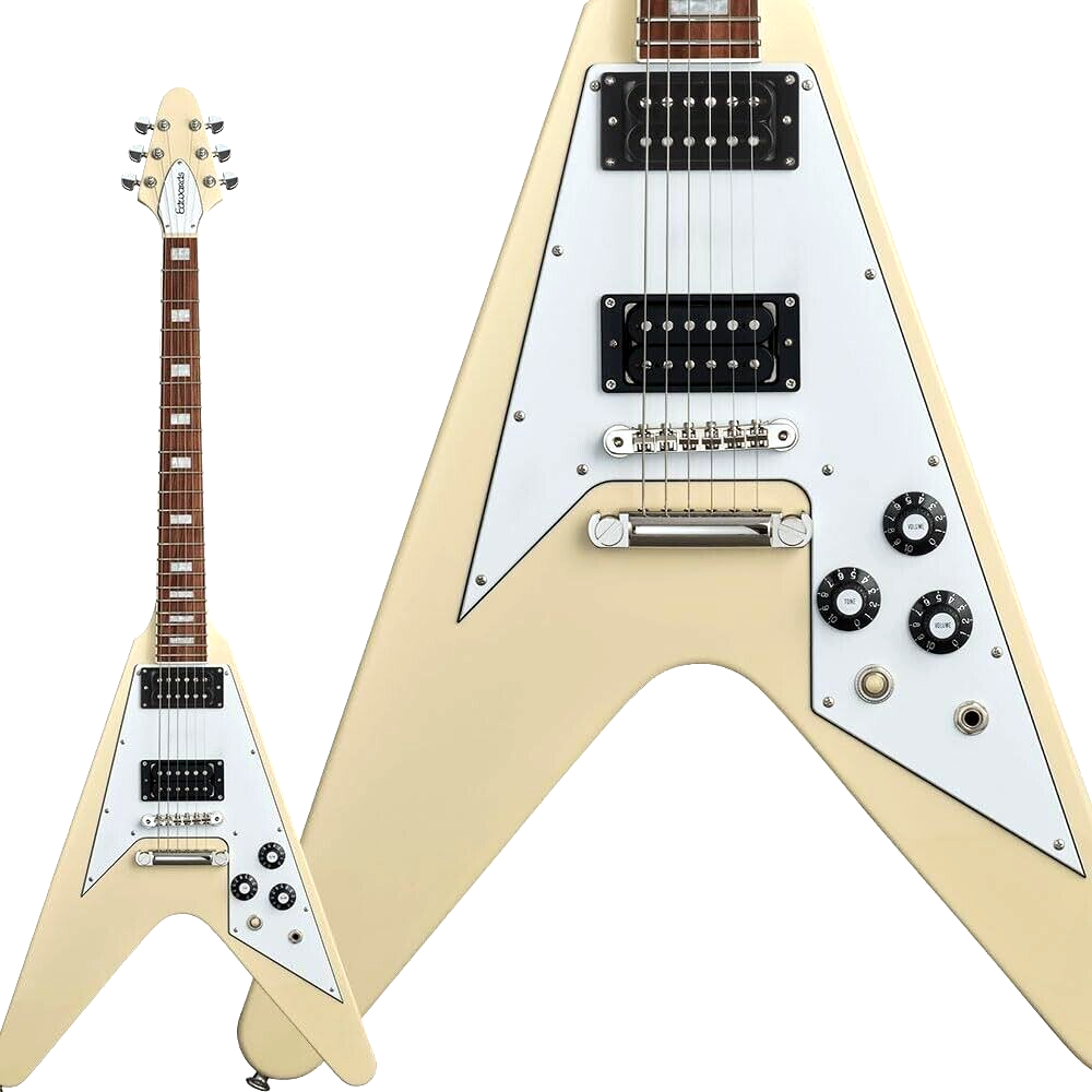 Edwards E-FV-LTD Flying V Type Vintage White Electric Guitar Form