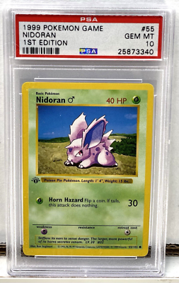 1999 Pokemon Base Set Shadowless 1st Edition Nidoran #55 PSA 10