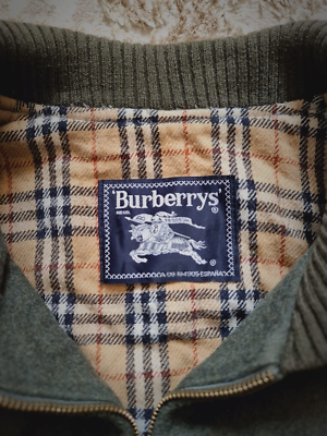 Vintage Burberry Bomber Jacket Green Nova Check Coat Jacket Wool