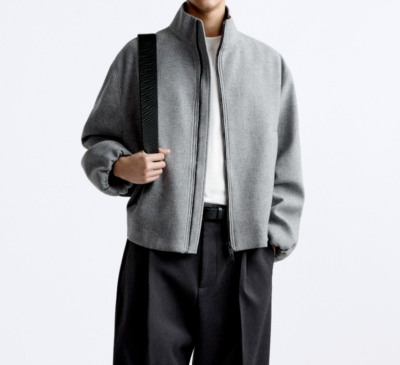 Zara Textured Jacket Studio Nicholson Anthracite Grey Size L Large